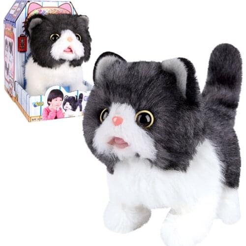 17cm/7inch Electric Mini Stuffed Cat Plush Toy Birthday Party Gift Interactive Soft Realistic Cat Digital Cat Robot Toy