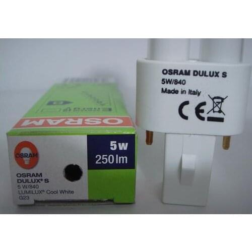 2pcs,5W compact fluorescent lamp tube,LUMILUX 2 pins G23,DULUX S 5W/860 cool white,D/S 5W/840 white