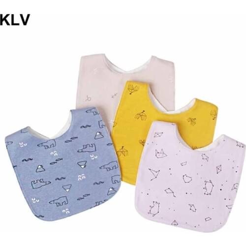 4Pcs/Set Baby Soft Cotton Saliva Towel Toddler Newborn Waterproof Burp Cloth Cartoon Printing Feeding Bibs Infants Shower Gifts