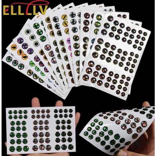 69/183pcs 3mm~10mm Holographic Epoxy 3D Lifelike Fish Eyes DIY Material for Jig/Plastic Lure Fly Tying Streamers Baitfish Making
