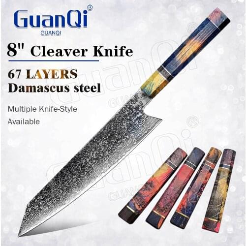 8 Inch Kitchen Damascus Steel Cleaver Chef Knife Japanese Salmon Sushi Knives Damascus Pattern Kitchen Cleaver Cooking Knives