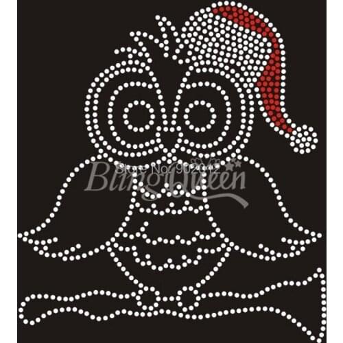 BlingQueen 25PCS/LOT Hot Fix Iron On Rhinestone Transfers Blings Christmas Owl Design