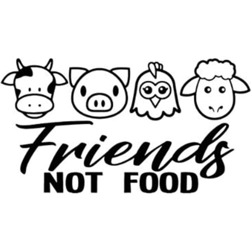Black/Sliver Interesting Vegan Friends No Food Cow Chicken Pork Meat Lamb Decal Window Vinyl Car Stickers Decal C307