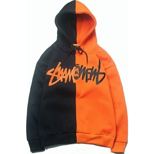 Black White Splice Hoodies Oversize Hip-hop Style Swag Tyga Hoodie Autumn Winter Warm Thick Hoodies