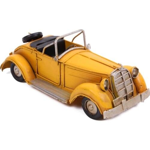 Decorative Metal Yellow Car Retro - Trinket, Miniature, Gift, Nostalgic, Vintage, Handmade, hand Painted, High-Quality Durable