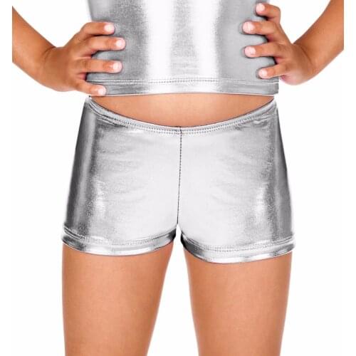Toddler Low Waist Lycra Child Metallic Dance Shorts Girls Shiny Mini Stage Performance Shorts Ballet Dance Shorts for Baby