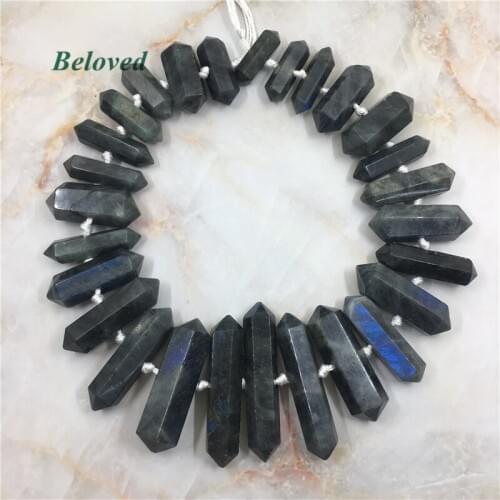Double Terminated Flash Labradorite Loose Beads, Natural Spectrolite Chic Point Jewelry Making Findings, BG18031