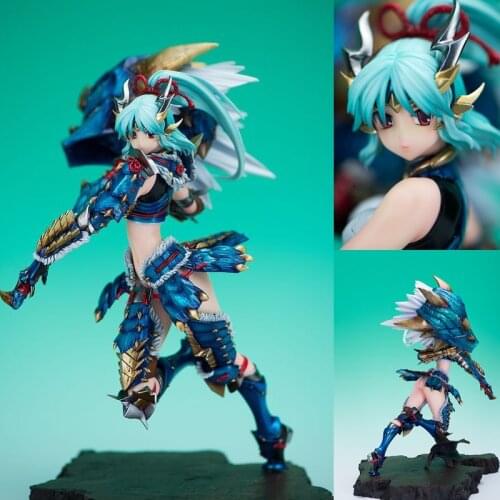 29cm Monster Hunter 4 female hunter Unpainted GK Figure Unassambled hand-made resin white Model Toy