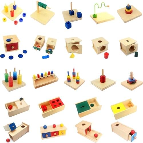 Montessori Sensory Toys Imbucare Box With Box Coin Wooden Vertical Horizontal Discs Basic & Life Skills Toys Hand & Feet Finders