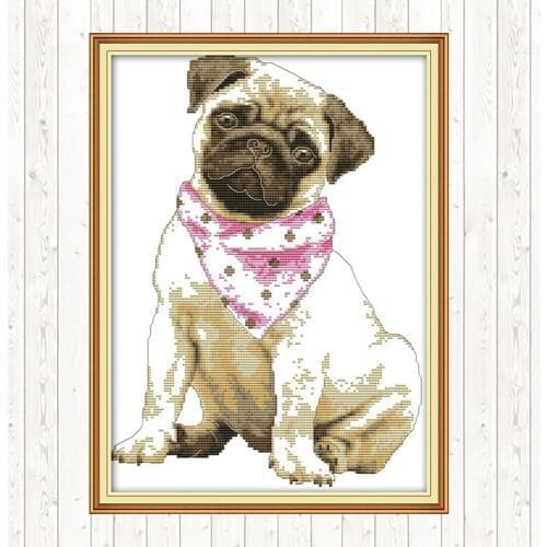A Dog Animal Cross Stitch Package DIY Crafts 14ct 11ct Count Print Canvas Needlework Embroidery Patterns Canvas Embroidery Kits