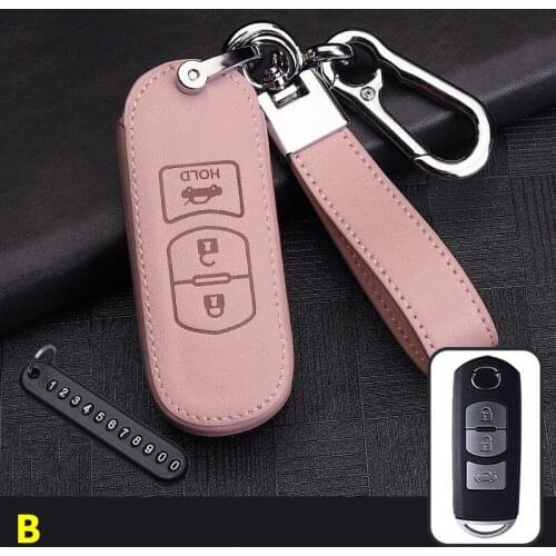 Leather Car Remote Key Case Cover For Mazda 2 3 6 Atenza Axela Demio CX-5 CX5 CX-3 CX7 CX-9 2015 2016 2017 2018 2019 Accessories