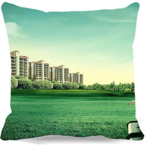 Modern architecture pattern Square 18" 5 size 9 style Art illustration pillow case Cotton Polyester cushion cover