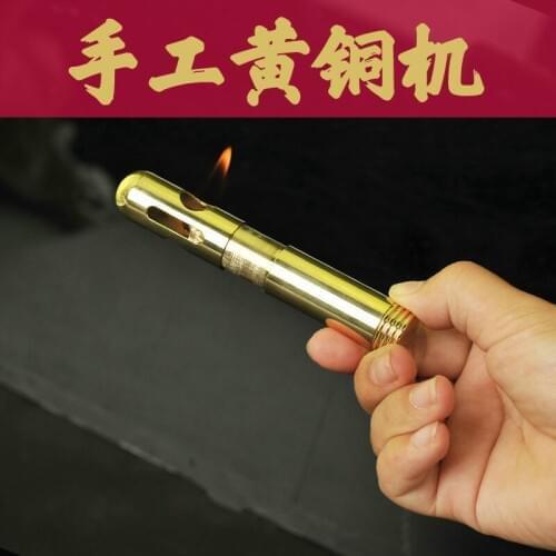 Brass Upscale Heavy Trench Lighter Free Fire Starter Handmade Gasoline Automatic Ejection Windproof Lighter Mens gifts Collect