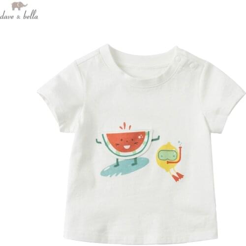DBX17810 dave bella summer baby boys casual cartoon print T-shirt children tops kids boy fashion tees