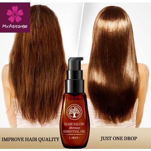LAIKOU Pure Morocco Argan Oil Hair Oil Keratin Straightening Curly Treatment Growth Mask for Damaged Hair Dry Split Ends
