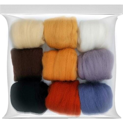 10g Merino Wool (9 Colors) 19 Microns Superfine Felt Wool Roving Wool Sheep Wool Needle Felting Wool for Wool Felting Kit (C)
