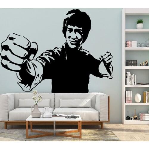 Cute Bruce Lee Wall Sticker Self Adhesive Vinyl Waterproof Wall Art Decal For Babys Rooms Wall Art Sticker Murals