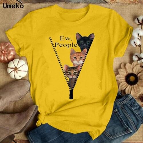 Cute Cat Animal Print Graphic Tee Shirt Women Short Sleeve Y2K O Neck Harajuku T Shirt Summer Clothing Loose Tops Plus Size