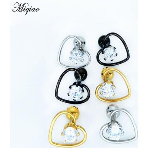 Miqiao 1 Pcs Stainless Steel Plating Love Earrings European and American Fashion Heart-shaped Earrings Jewelry Women