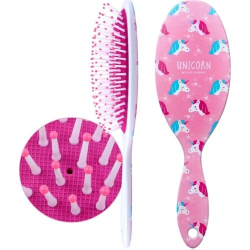 Cartoon Cute Unicorn Animal Anti-static Hair Brush Massage Comb Shower Wet Detangle Hair Brush Salon Hair Styling Tools Kid Girl