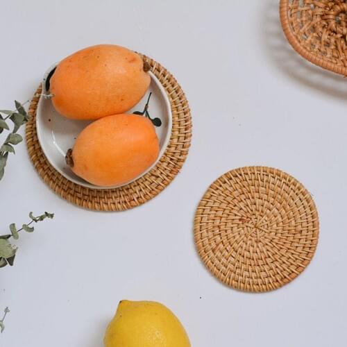 Natural handmade handmade coasters set de table rond wood coaster table mats for dining table Table placemats