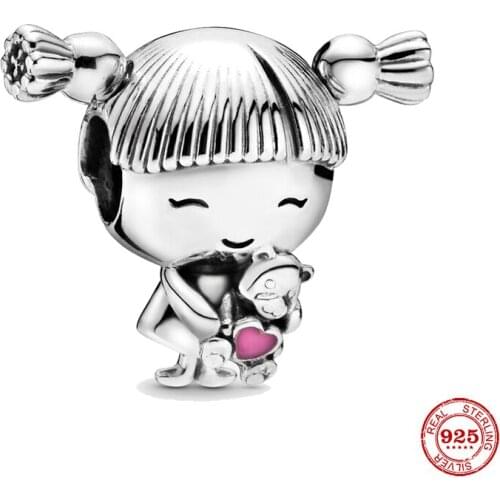 New 925 Sterling Silver Bead Little Girl Charm ​​DIY fine beads Fit Original Pandora Charms Bracelet Jewelry 2021 Dropshipping