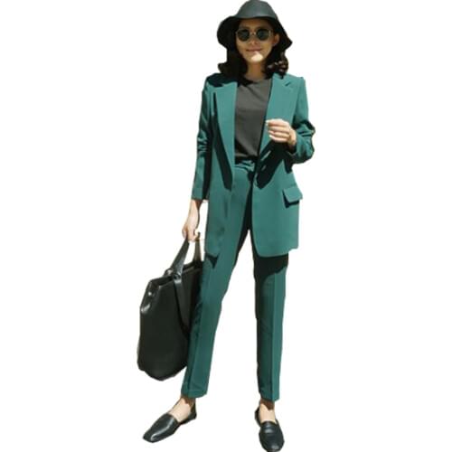 2018 office OL business suit suit ladies spring and autumn fashion new loose casual suit jacket nine / pants two piece set