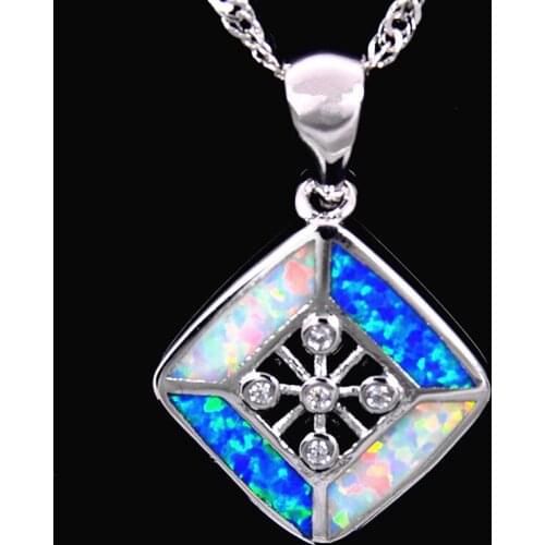 Wholesale & Retail Fashion Jewelry Fine White&Blue Fire Opal Stone Sterling Sliver Pendants For Women PJ16021415