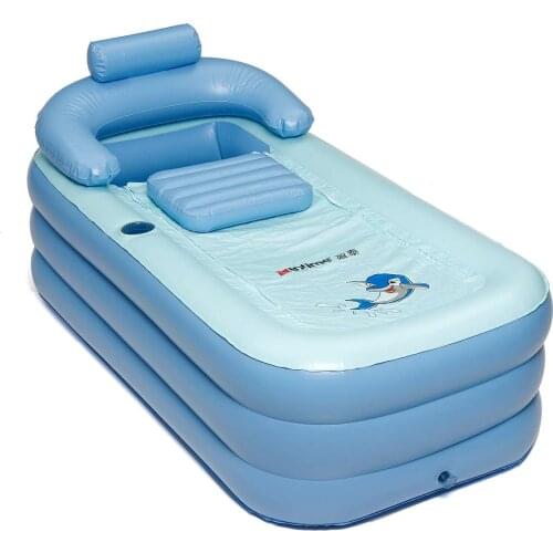 Blue Portable Folding Inflatable Air Swimming Pool Large Family Pools for Kids Adult Childrens Pool 160x84x64cm