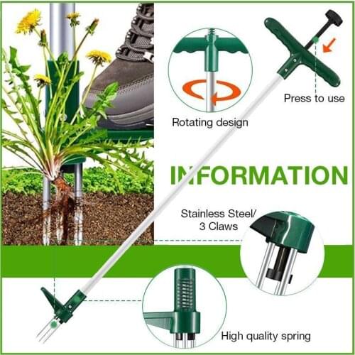 Standing Plant Root Remover Garden Lawn Claw Weeder Detachable Long Handle Aluminum Tube Weed Puller Manual Grass Weeding Tool