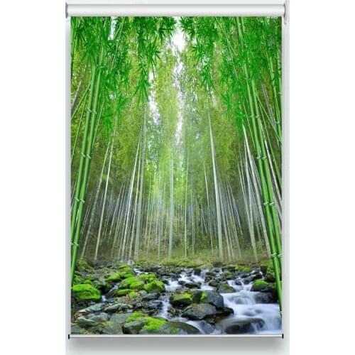 Stone flowing water landscape roller blinds on the window living room bedroom 3D roller blinds 2019