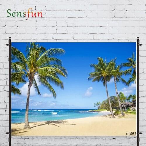 LEVOO Photophone Backdrop Seaside Beach Coconut Tree Islands Photocall Decor Fabric New Shoot Photography Backdrop