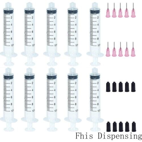 10cc/10ml Syringe 20G Blue Blunt Dispensing Needle Glue Adhesive 1/2" Blunt Tip Dispensing Needle Pack of 10
