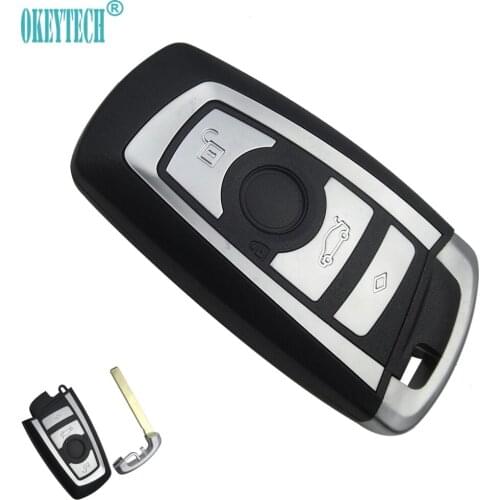 OkeyTech Replacement Modified Remote Car Key Shell For BMW 1 3 5 6 7 Series X3 X4 Key Fob Case 3 Buttons Insert Blade Key Cover