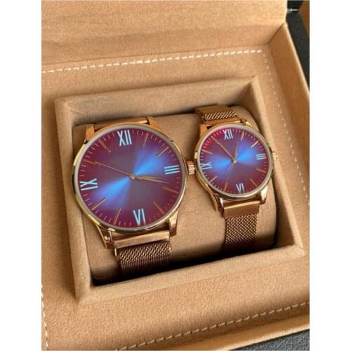 Rose Gold Color Mesh Magnet Cord Colorful Glass Dear Watches