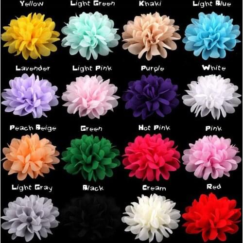 100pcs/lot Large Chiffon Flowers - 4 Inch Wedding Chiffon Petal Flowers - Headband Fabric Chiffon Flowers - Chiffon Puff Flower