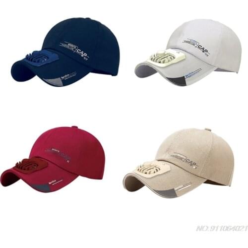 Unisex USB Charging Cooling Fan Baseball Cap Outdoor Golf Sunscreen Letters Printed 2 Speed Adjustable Peaked Hat Wholesales