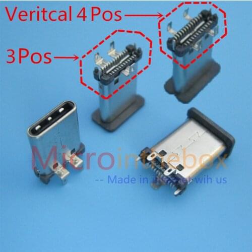 USB Connector Type C 24P Male Type USB 3.1 Vertical through Hole for charger adapter DIY Charging case Data Transceiver