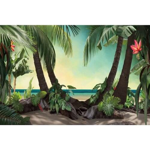 Summer Tropical Dreamy Forest Jungle Seaside Tree Baby Portrait Birthday Vinyl Backdrop Photography Background For Photo Studio