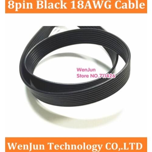High Quality 8pin all BLACK 1007 18AWG Ribbon Cable for led pixel module 8P connector 8 pin Parallel cable