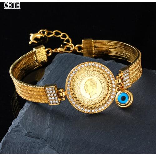 High Quality Exquisite Romantic Bridal Coin Bracelet Wedding Holiday Gift Muslim Islamic Bracelet Ladies Golden Bracelet Jewelry