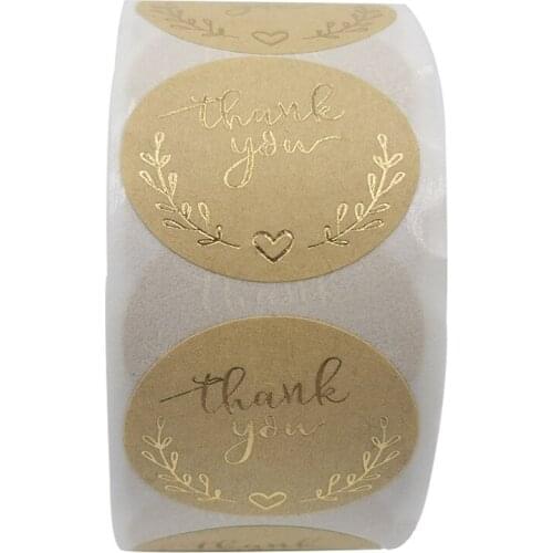 Wreath Thank You Stickers Gold Foil Seal Labels 500pcs 1 inch Wedding Party Favors Envelope Supplies Stationery Stickers