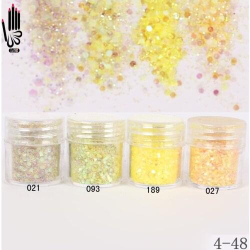 1 Jar/Box 10ml Nail Colorful light Yellow Mix Nail Art Glitter Powder Sequin Powder For Nail Decoration Optional 300 Colors 4-48