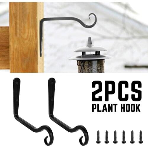2 Pcs Hanging Plants Bracket Wall Hanging Flower Pot Support Bracket Hook Iron Hanger Plants Holder Balcony Home Decoration