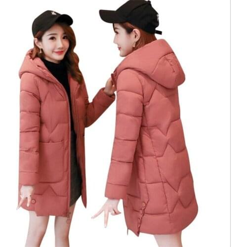 2018 Casual Warm Women Winter Parkas Hooded Medium-Long Winter Jackets Female Warm Cotton-Padded Coat Thicken Overcoat Q1122