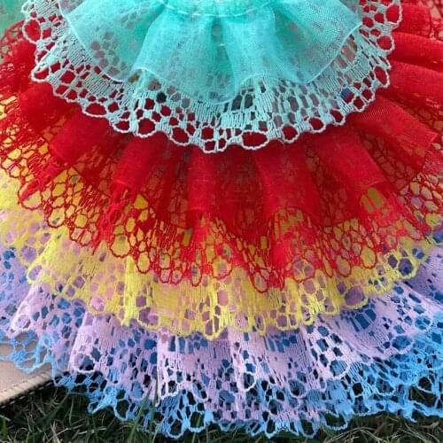 3 meters 40mm Lace Gauze Double Layer Wrinkled Ribbon DIY Curtains Clothing Decoration Accessories Toy Doll Skirt Material