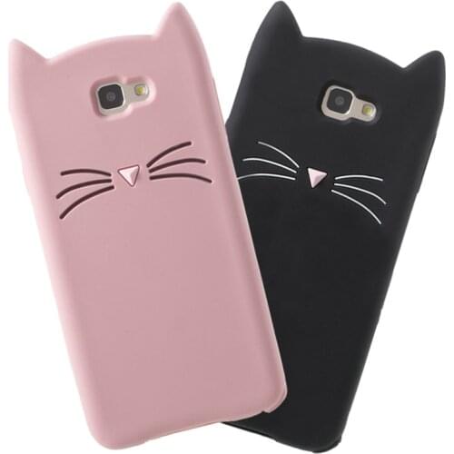 Fashion 3D Silicone Cartoon Case For Samsung Galaxy S6 S7 Edge S8 Plus A3 A5 2017 J3 2016 J5 J7 Prime Note 9 8 5 Beard Cat Cover