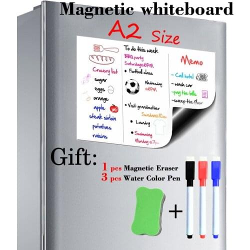 A2 Size Magnetic Whiteboard Fridge Sticker Magnets Presentation Home Kitchen Message Boards Writing 3 Pen 1 Eraser