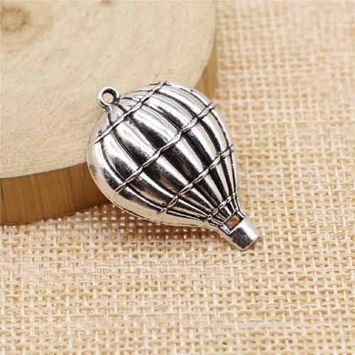 Free shipping 14pcs 23x32mm antique silver hot air balloon charms diy retro jewelry fit Earring keychain hair card pendant