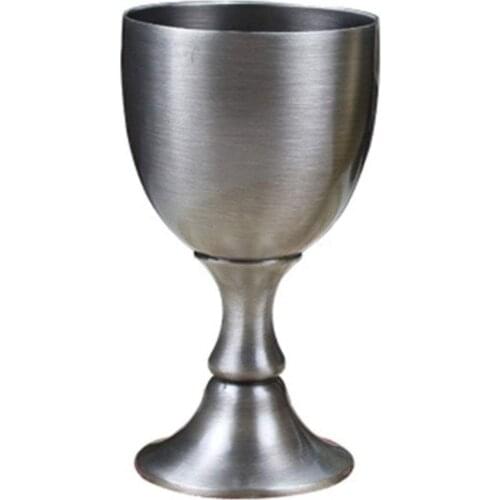 Wine Glasses Chalice of King Arthur Goblet 3.5 OZ 100ml European Liquor Cup Metal Copper Wine Glass Silver Color for Party